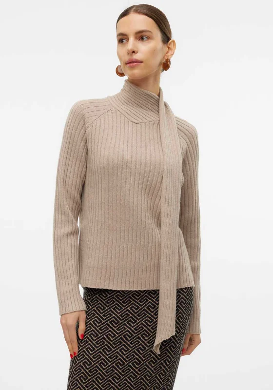 PulloverombreVero Moda Zoey Wrap Neck Pullover, Beige