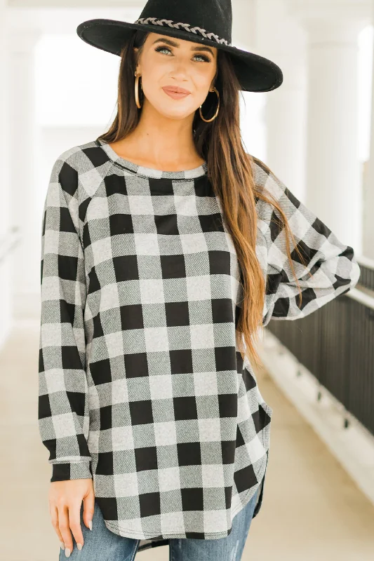 Easy Like Sunday White Buffalo Plaid TunicTunicTopFusion