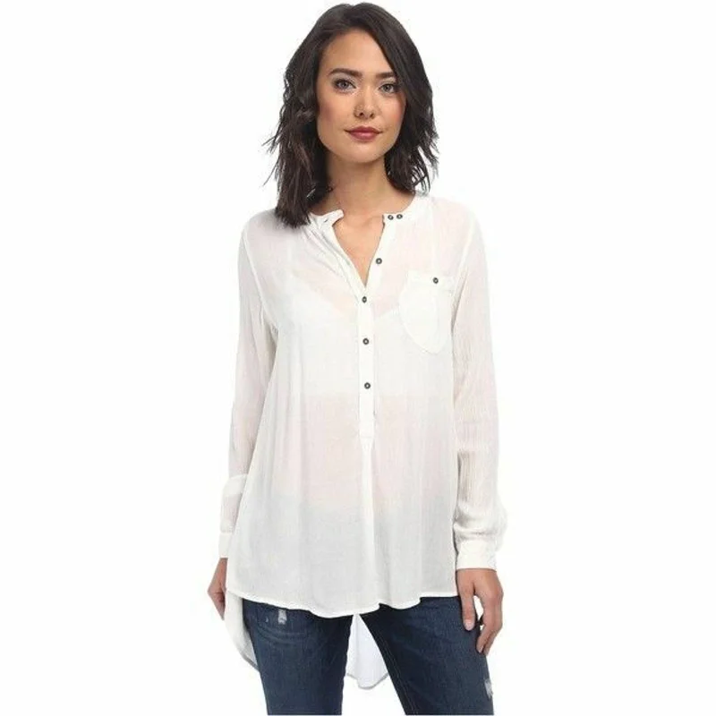 PullovermoveFREE PEOPLE, Ladies Boyfriend Button Down Pullover Blouse Ivory