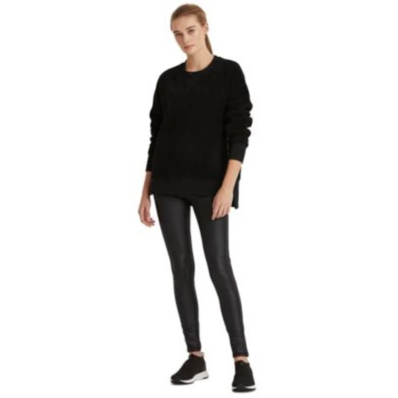 PulloverstyleLauren Ralph Lauren Women's Black Faux-SherlingCrewneck Pullover Sweater