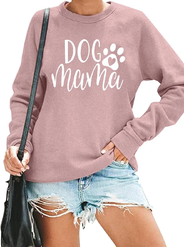 PullovercleanDog Mom Sweatshirt Women Dog Mama Shirt Pullover Cute Dog Sweater Long Sleeve Letter Print Tshirt Tops