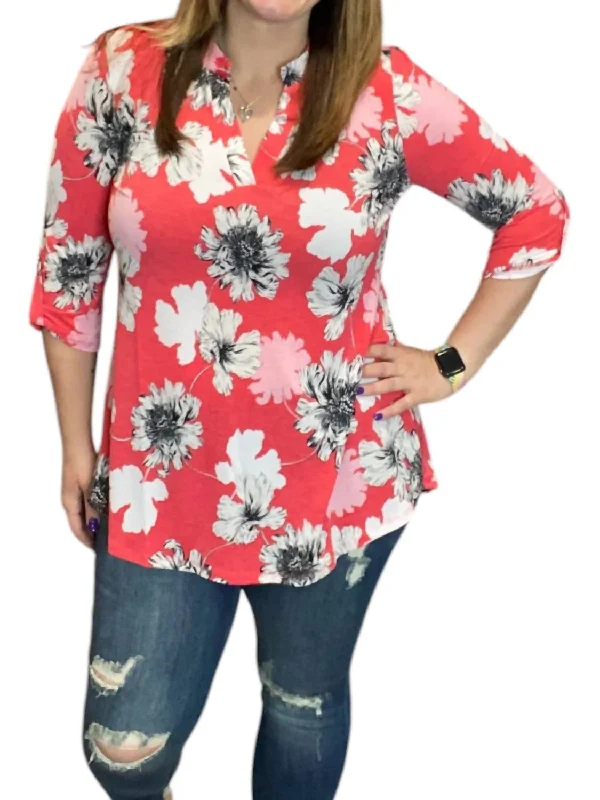 Gabby Tunic Top In Coral MultiTunicTopUnicorn