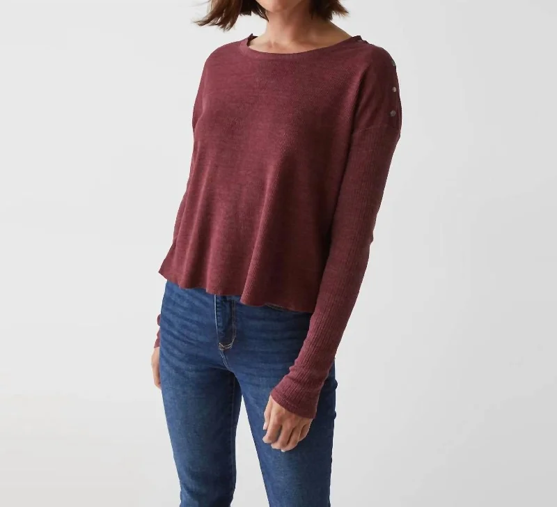 PullovercottonMilo Pullover With Shoulder Snaps In Boysenberry