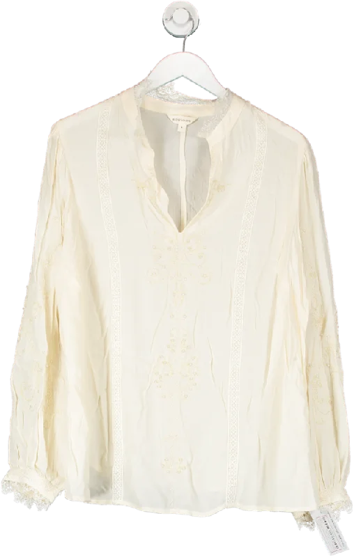 Monsoon Cream Pearl And Lace Detail Tunic UK LTunicTopValley