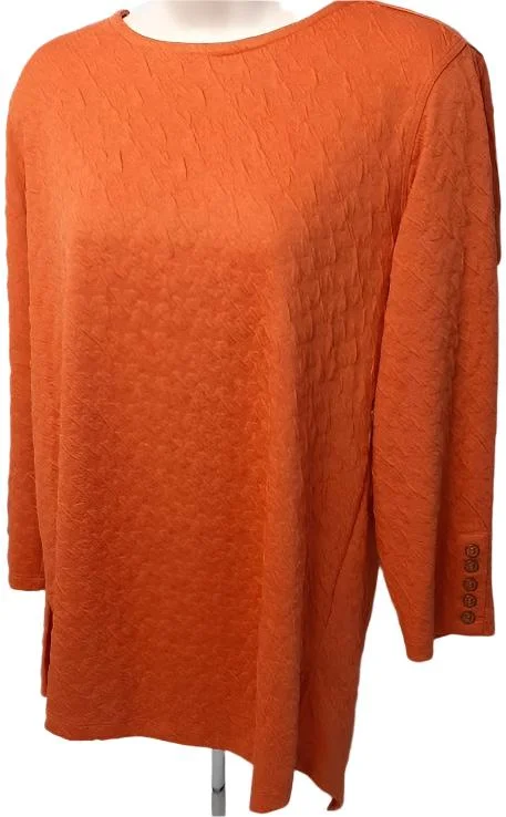 PulloverstyleTop Pullover Pumpkin 3/4 Button Sleeve Women's M33510tm