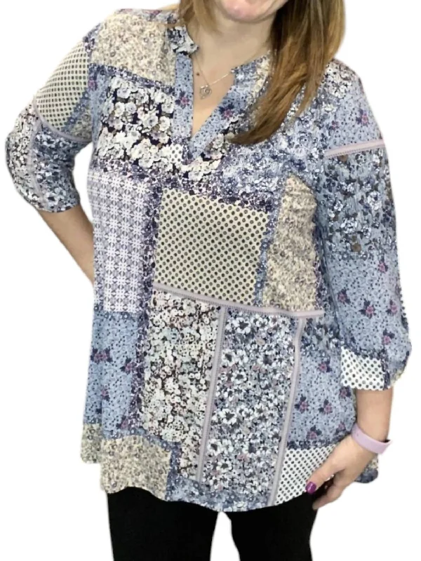 Plaid Gabby Tunic Top In Blue MultiTunicTopElite