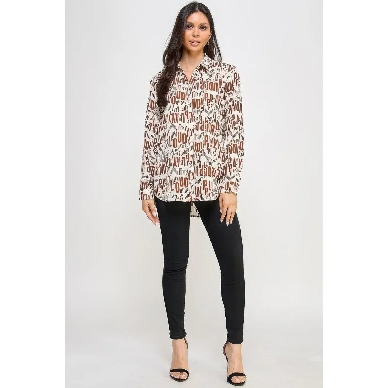 Printed Satin Long Sleeve Tunic TopTunicTopAdventurer