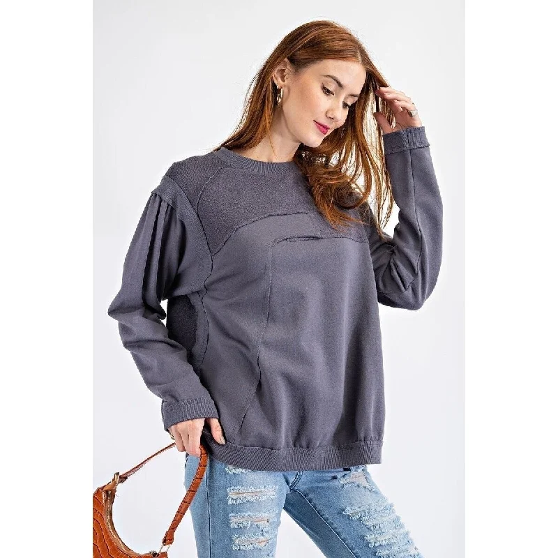 PullovercasualTerry Knit Loose Fit Pullover