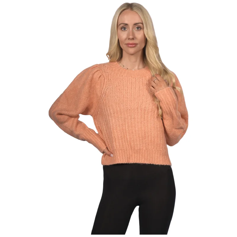 PullovervintageTopshop Women's Pleat Sleeve Crop Pullover - Orange