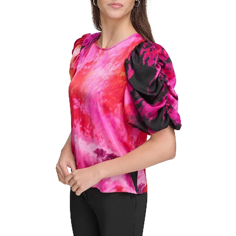 PulloverlayeredWomens Crewneck Printed Pullover Top