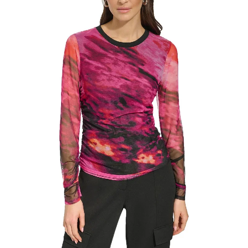 PulloverdurableWomens Mesh Crewneck Pullover Top