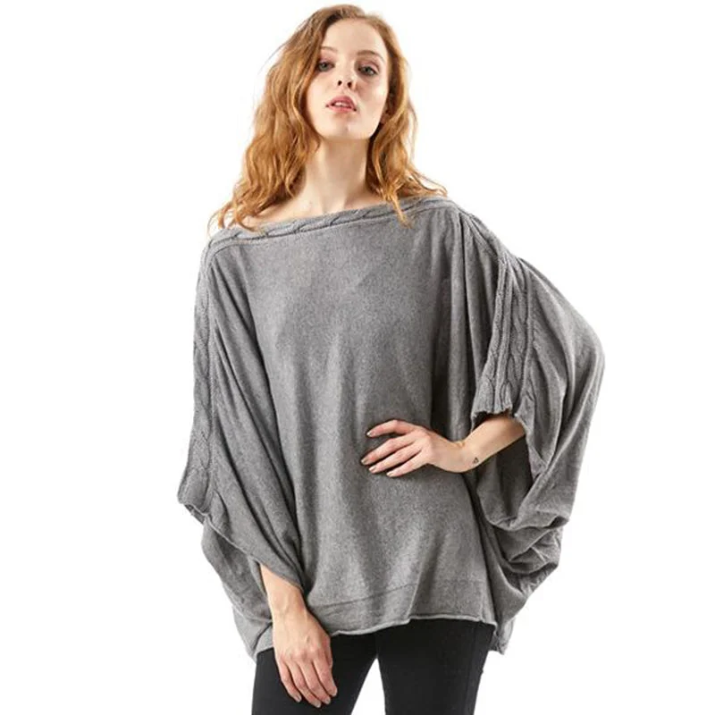 PullovercolorFall Batwing Sleeve Casual Quantity Oversize Winter Pullover Sweater for Women