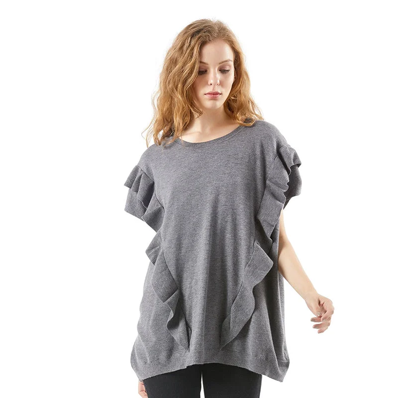 PullovertoneRuched Sleeve Women Clothing Casual Quantity Western Spring Sweater