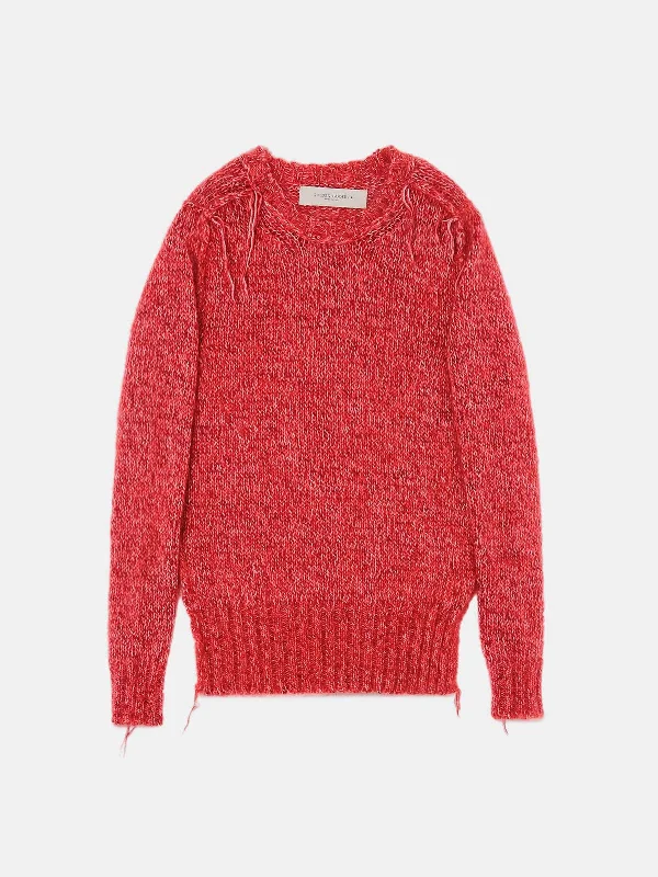 PulloversequinedMelange red Annamaria pullover with pin