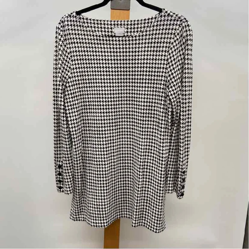 Chico's Women's Size M Black Houndstooth TunicTunicTopStellar