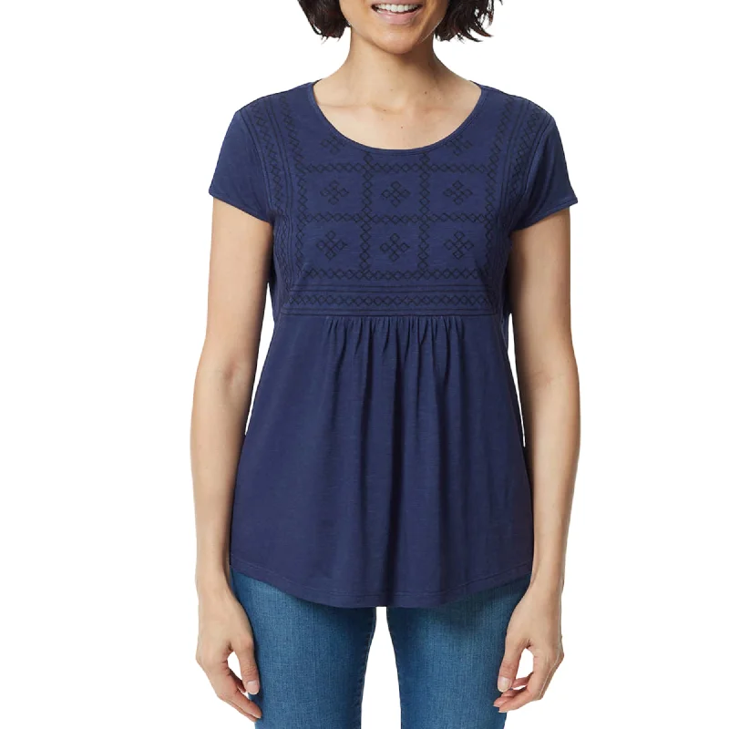 Gloria Vanderbilt Women's Plus Embroidered Relaxed Fit Tee Tunic TopTunicTopCrest