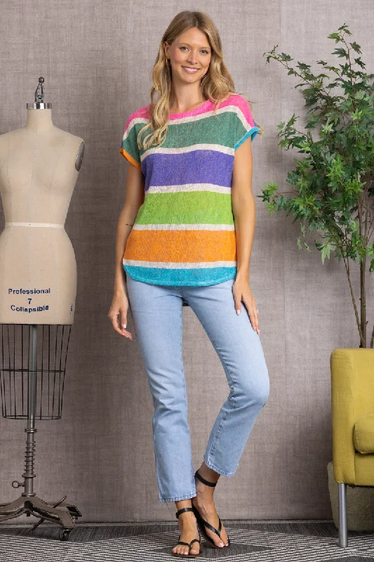 MUTLICOLOR STRIPES KNIT TUNIC TOP-4879RSTTunicTopEcho