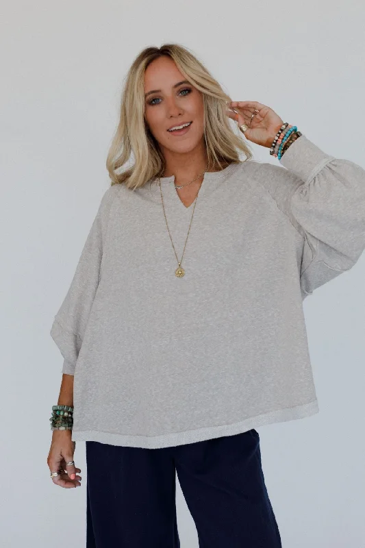 PulloverfittedDemri Pullover Top - Oatmeal