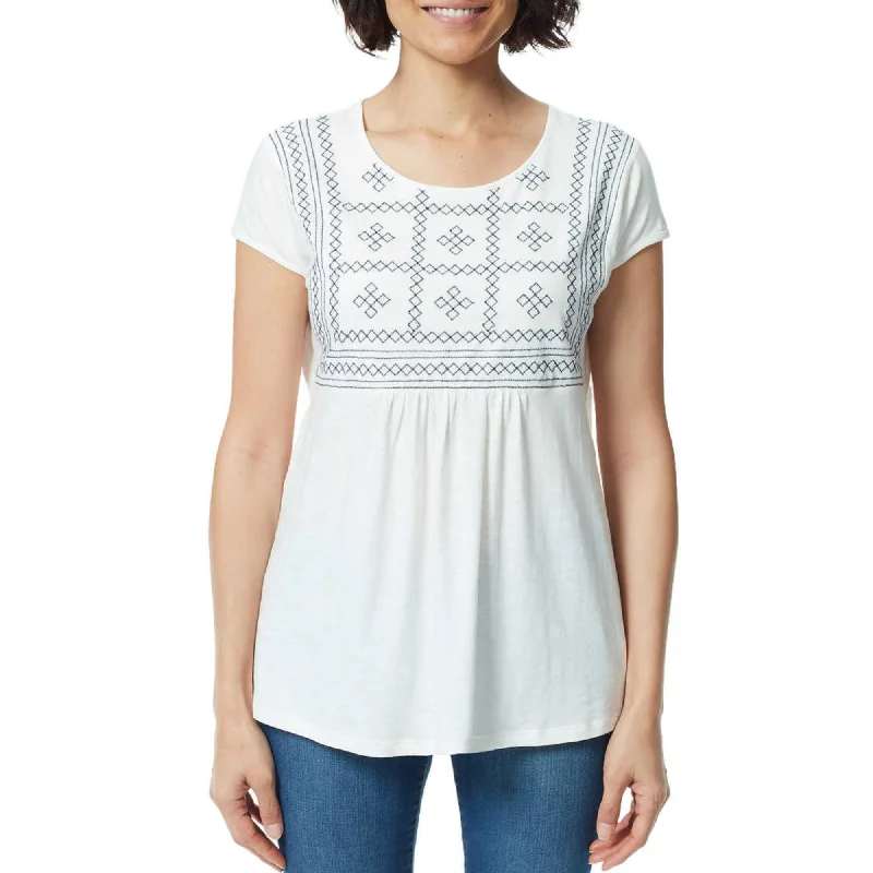 Gloria Vanderbilt Women's Plus Embroidered Relaxed Fit Tee Tunic TopTunicTopApex