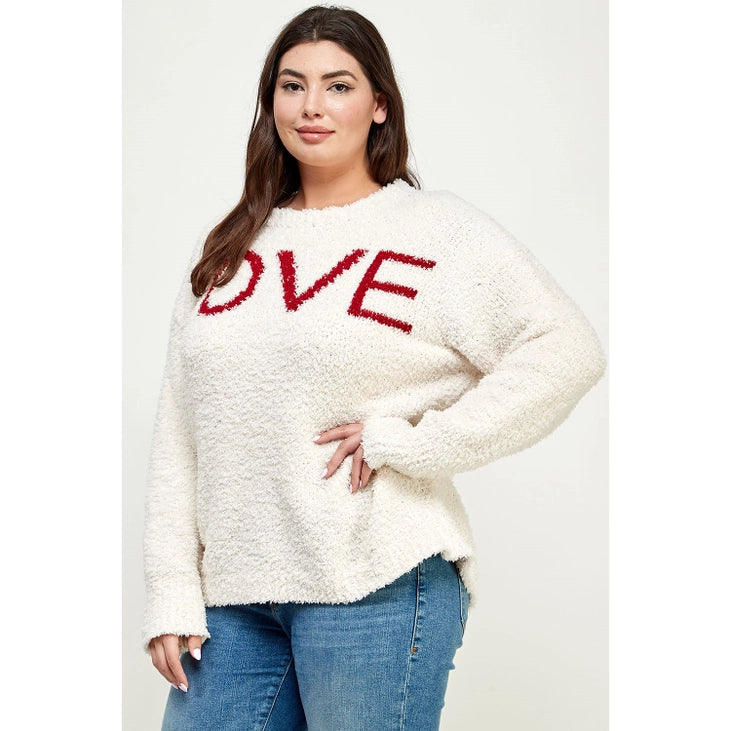 PulloverembroideredPlus Size Pullover Love Sweater