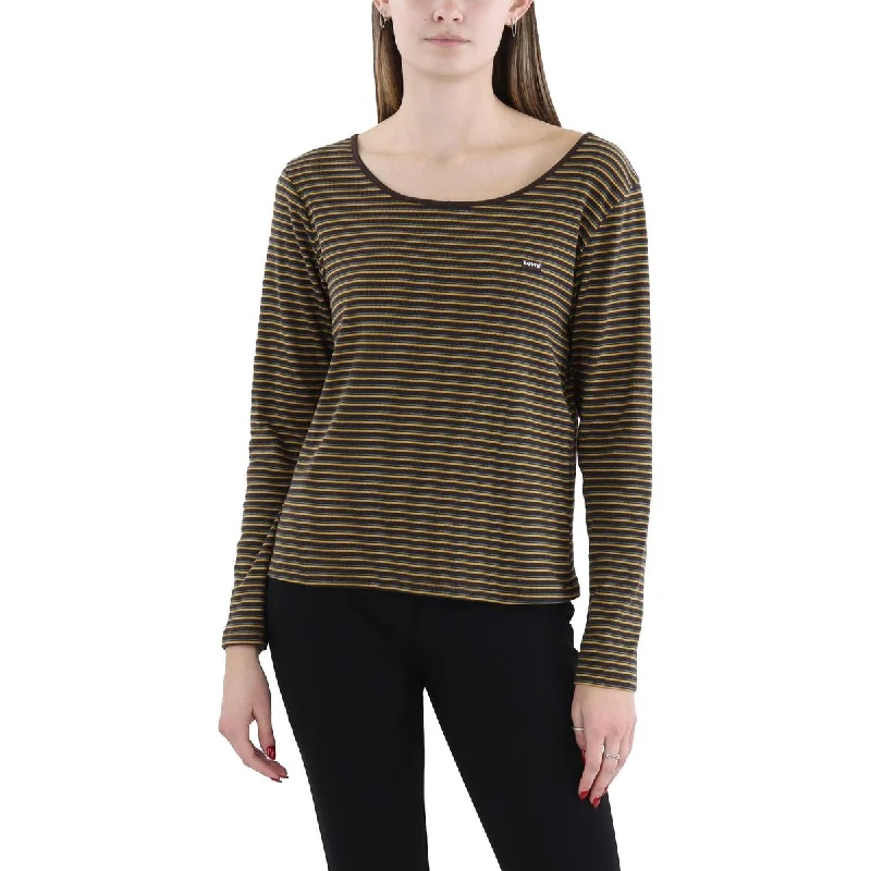 PullovermodernPlus Womens Striped Scoop Neck Pullover Top