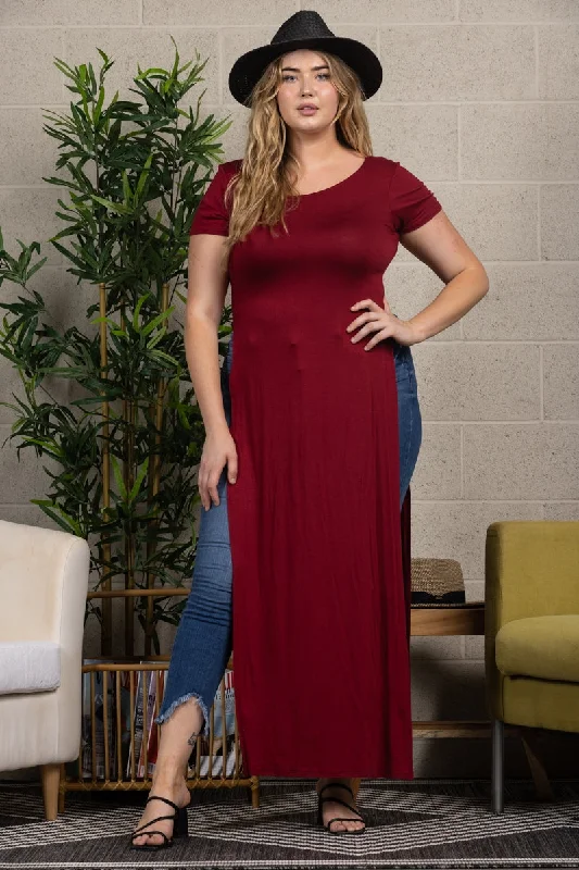 WINE PLUS SIZE LONG TUNIC TOPTunicTopAmber