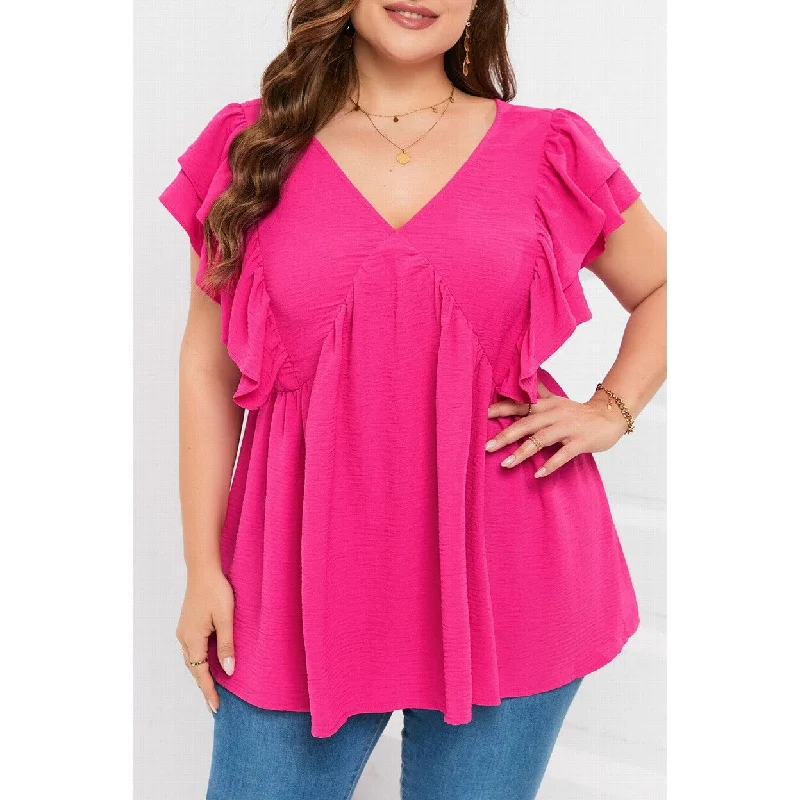 Robin Plus Size Ruffle V Neck Tie Back Tunic TopTunicTopAdventurer