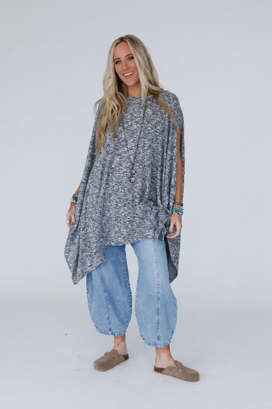 The Nest The Wren Two Tone Tunic - CharcoalTunicTopFusion