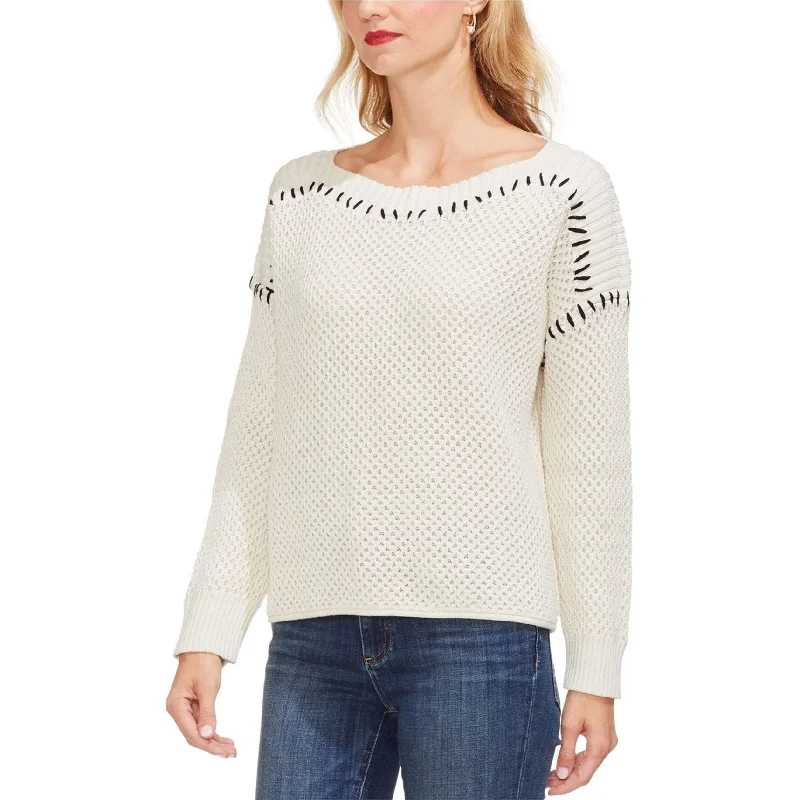 PullovertailoredVince Camuto Womens Contrast Stitching Pullover Sweater, Off-White, X-Small