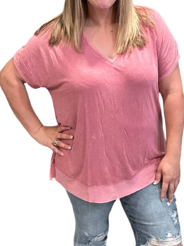 Washed Knit Tunic Top In RaspberryTunicTopLunar