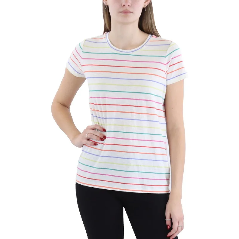 PullovercashmereWomens Cotton Blend Striped Pullover Top