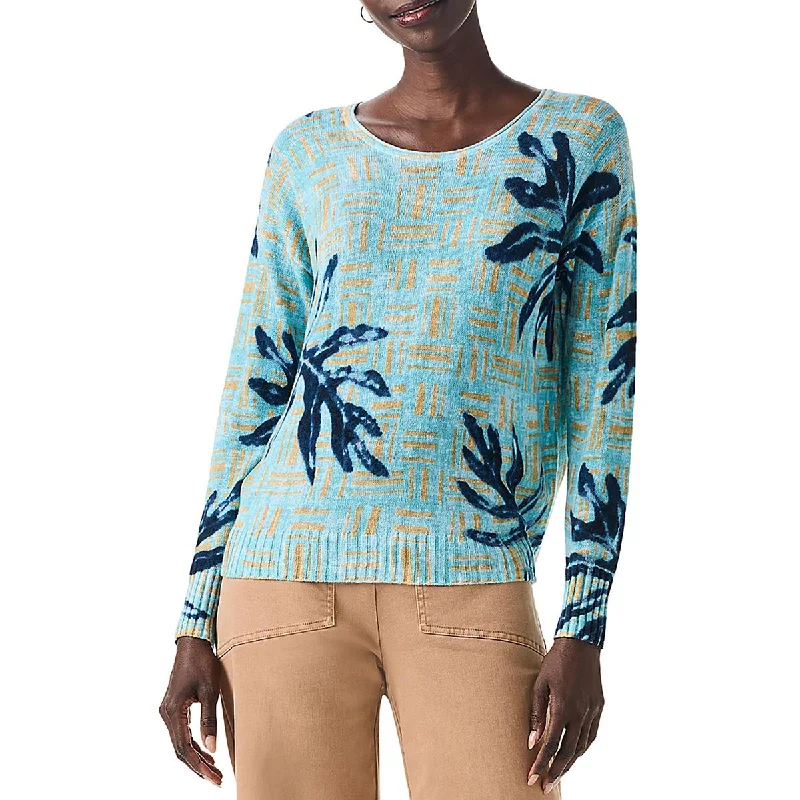 PullovervneckWomens Knit Floral Print Pullover Top