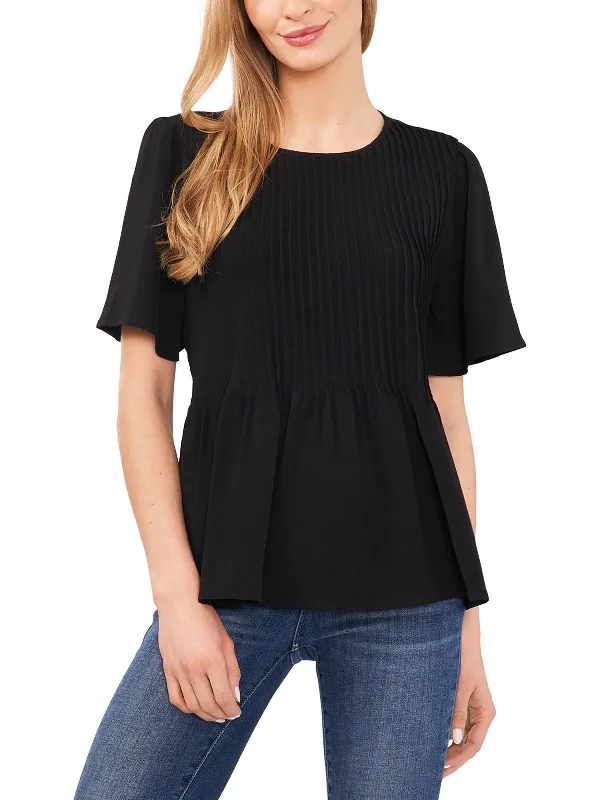 PulloverprintWomens PinTuck Ribbed Pullover Top