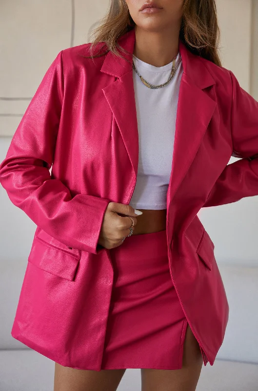 Jinelle PU Blazer Jacket - PinkBlazerpride