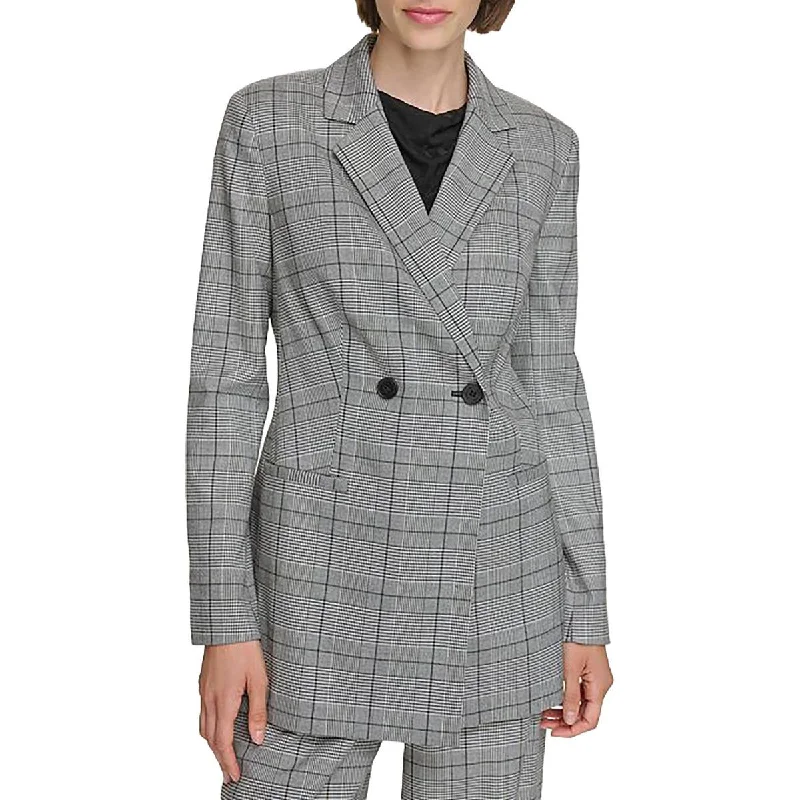 Calvin Klein Womens Woven Plaid One-Button BlazerBlazeroutfit