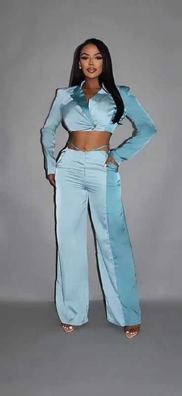 Crop Blazer With Matching Low Rise Wide Leg PantBlazersecurity