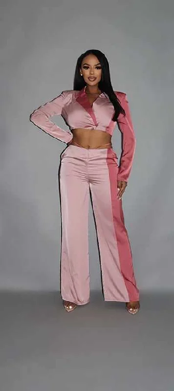 Crop Blazer With Matching Low Rise Wide Leg PantBlazermobile