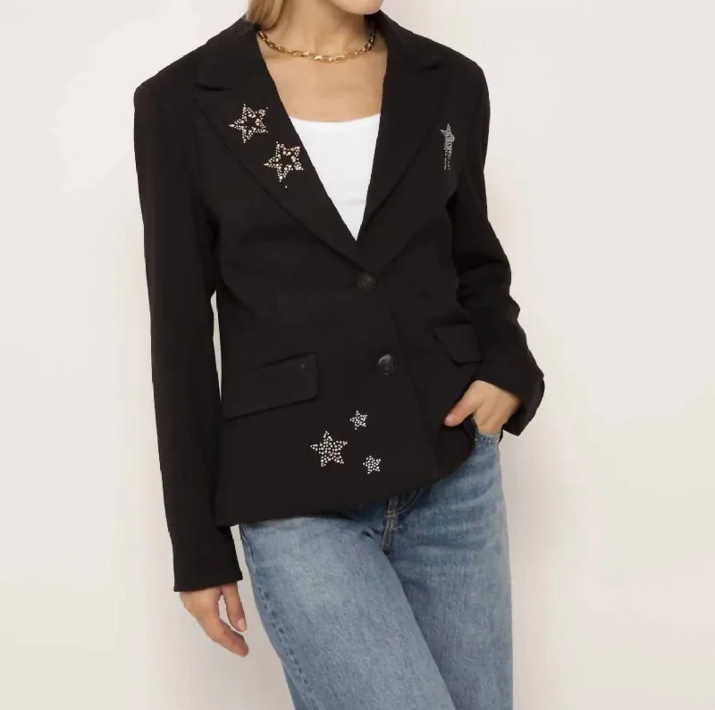 Junie Rhinestone Star Blazer In BlackBlazervirtual