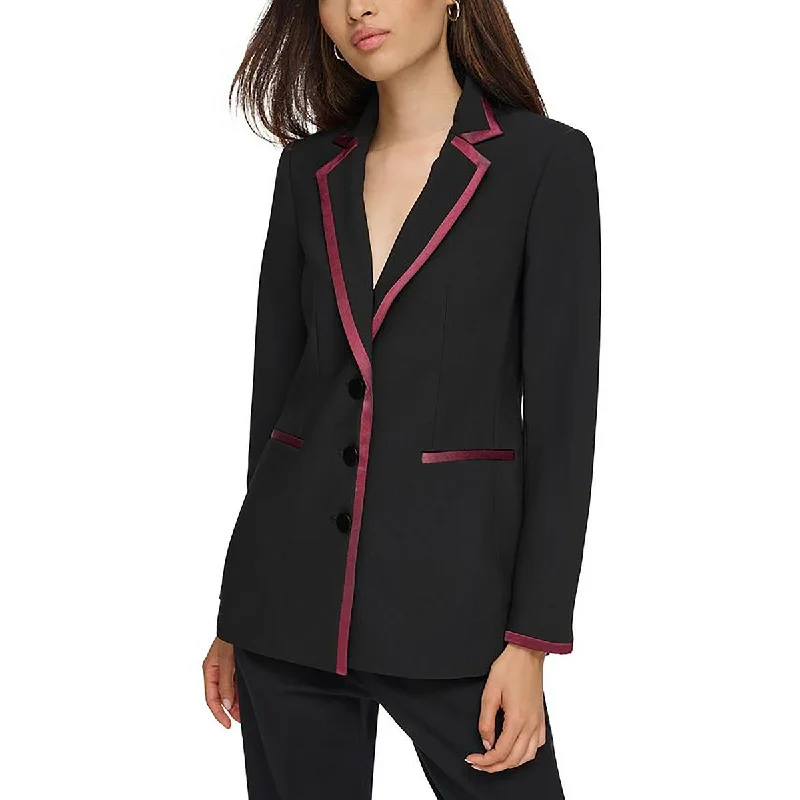 Karl Lagerfeld Paris Womens Tuxedo Contrast Trim Double-Breasted BlazerBlazerwear