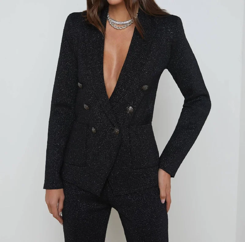 Kenzie Metallic Knit Blazer In Black/Grey LurexBlazerhistory