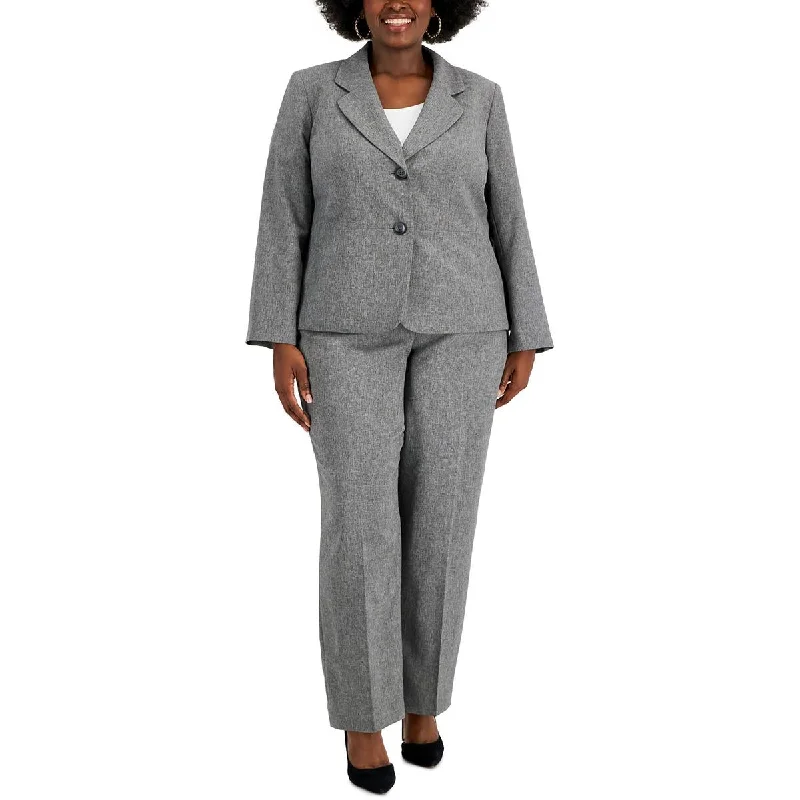 Le Suit Womens Plus Woven Long Sleeves Two-Button BlazerBlazercause