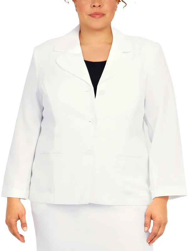 Plus Womens Woven Long Sleeves Suit JacketBlazerlook