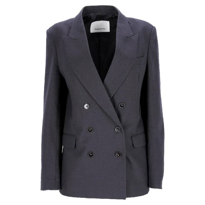 The Frankie Shop Double-Breasted Blazer in Navy Blue WoolBlazerpride