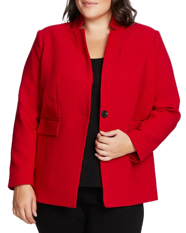 Plus-Size One-Button Stand-Collar BlazerBlazerinitiative