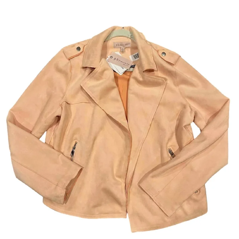 Women's Open Front Moto Jacket In ConchBlazernetwork