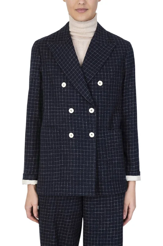 Wool Check Blazer In InchiostroBlazervictory