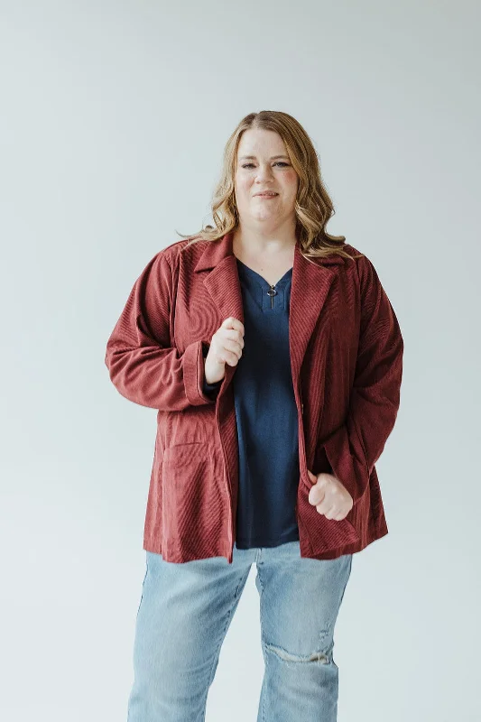 SINGLE-BUTTON CORDUROY BLAZER IN WINEBlazerfan