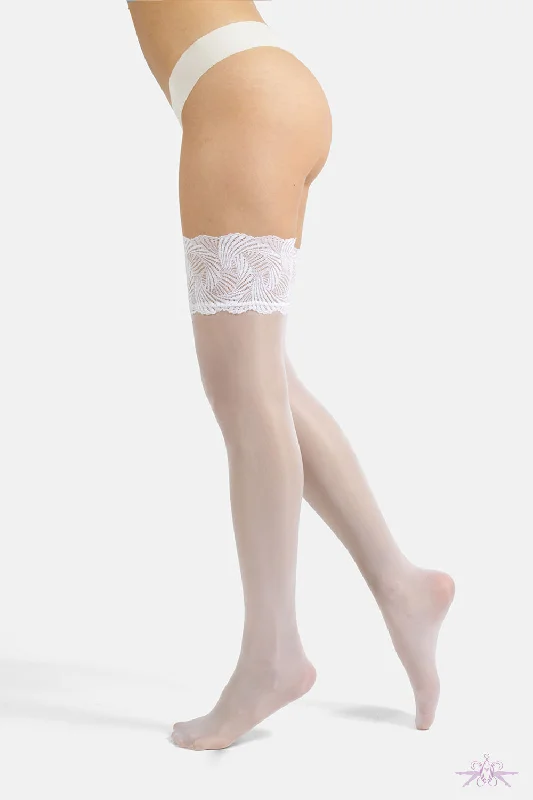 TighterCette Versailles White Sheer Hold Ups